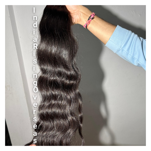Alta calidad Raw Natural Wave indio humano solo donante Virgen sin procesar cutículas alineadas extensión de cabello doble dibujado - Product Image 5