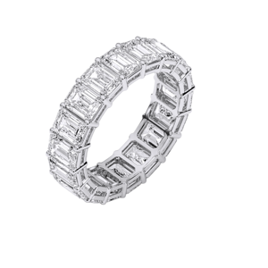 7.00 Carat E-F/VVS-VS Moissanite Emerald Cut Diamond Eternity <b>Band</b> <b>Ring</b> Made in Platinum For Her - Product Image 2