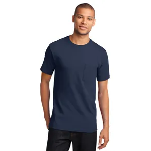 Camiseta Port & Company Essential Camiseta Deep Navy Vestuário Americano BB401W Camiseta de poli-Algodão
