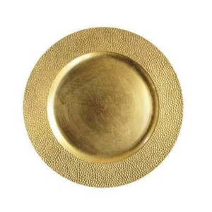 High Quality Round Gold Hammered Charger Plate Metal <b>Decorative</b> Dinner Plate Elegant <b>Table</b> Setting <b>Accessory</b> For Weddings Events - Product Image 1