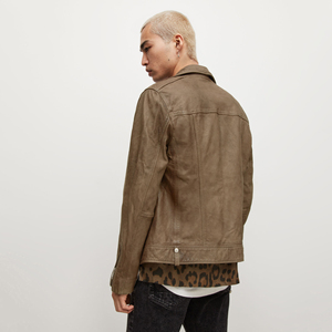 2025 nouveau Design hommes haute qualité en peau de mouton veste en cuir Logo personnalisé col montant hiver haute rue Style - Product Image 6
