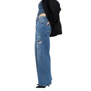 Meilleure vente de haute qualité femmes Denim jean 100% coton couleur décoloration preuve durable Denim jean Denim jean vêtements décontractés - Product Image 3