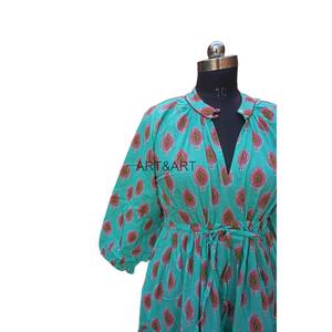 Femmes été moulante robe mi-longue bloc imprimé fleuri coton doux naturel taille Style décontracté plaine teint avant grande taille - Product Image 4