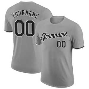 Ropa deportiva Fabricante Uniforme Venta al por mayor Camiseta de rendimiento gris negro-blanco personalizada - Product Image 1