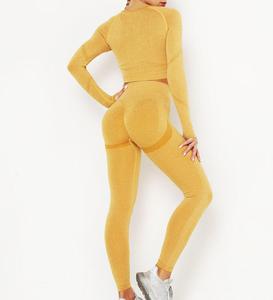 ชุดโยคะออกกำลังกายน้ำหนักเบาสำหรับผู้หญิง2ชิ้นเสื้อทีเชิ๊ตระบายอากาศได้บรา & เสื้อแขนยาวพร้อมกางเกงเลคกิ้งทรงหลวมสำหรับออกกำลังกายหรือโยคะ - Product Image 5