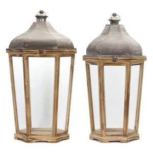 Rustic Wooden <b>Candle</b> <b>Lantern</b> with Glass Panels Vintage Farmhouse <b>Candle</b> Holder for Home <b>Garden</b> Patio Wedding Party Decor - Product Image 3