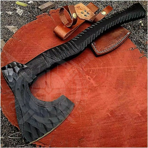 Hacha de Estilo Vikingo, Forjada a Mano en Acero de Damasco Negro, con Mango de Madera de Palisandro de 35 Pulgadas, de Grado Industrial, para Cortar Madera - Product Image 4