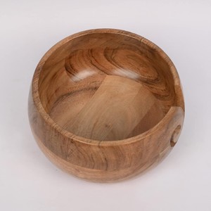 Tazón de hilo de madera de acacia y mango, soporte de hilo de madera hecho a mano con recorte de remolino, evita enredos perfectos - Product Image 4