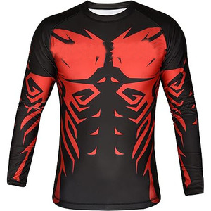 High Quality Heat-Transfer Printed MMA <b>Men's</b> Rash Guard Full Long Sleeve <b>Compression</b> Spandex/Polyester UPF50 Quick Dry - Product Image 1