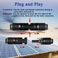 IP67 1000V 30A Kupferlegierung PPO-Gehäuse Wasserdichte Solarstromsystem-Kabelverbindungen UHF/RF/PCB/FPC 20 Stück/10 Paare Stecker/Buchse