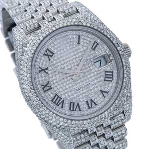 Mới Ra mắt Sang Trọng Tự Động Hiển Thị Ngày Xem Cao Cấp La Mã Chữ Số 38Mm Thép Không Gỉ Ban Nhạc Hoàn Chỉnh Iced Moissanite Kim Cương Đồng Hồ - Product Image 4