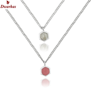 Pendentif en émail hexagonal à double couche classique pour femmes en argent sterling 925 petit collier pour mariages fêtes de fiançailles - Product Image 5