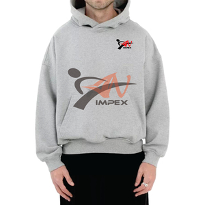 Sudadera con Capucha Corta para Hombre de Alta Calidad, 100% Algodón, Transpirable, Lisa, con Corte Holgado y Ajuste Cuadrado, 500GSM, Cuello con Capucha Grueso - Product Image 3