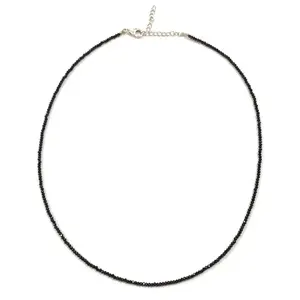 天然黑色尖晶石刻面珠子项链珠宝与纯银扣子在线商店从制造商的最佳价格
