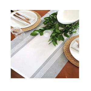 Blanc 100% coton quatre côtés fleur bordure Design imprimé chemin de Table pour Table à manger fête Restaurant mariage décor de noël - Product Image 4