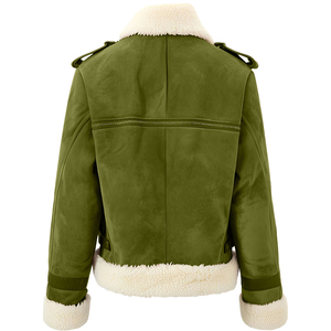 Fashion Women PU Leather Bomber <b>Jacket</b> | Casual Motorcycle Biker Coat | Warm Fur Trim Outerwear Manufacturer Custom - Product Image 2