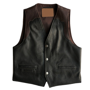 Gilet en cuir suédé noir pour homme OEM, vêtement d'extérieur d'hiver, poches avant, sans manches, grande taille, faible MOQ, style streetwear, séchage rapide - Product Image 1