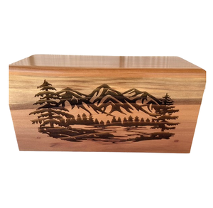 Urna de cremación de madera para adultos, hecha a mano, de madera de palisandro, con diseño de árboles de bosque salvaje, para humanos. - Product Image 6