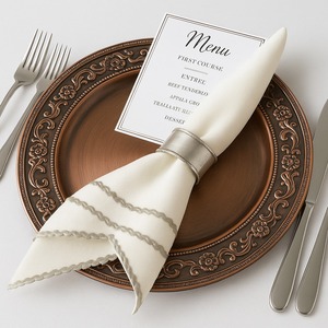 Placa de cargador de metal de cobre Premium, combinada con un servilletero a juego gratuito diseñado para impresionar en cada ocasión Gastronómica - Product Image 6