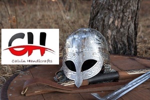 Armure viking médiévale Vendel acier gravé avec casque viking - Product Image 3