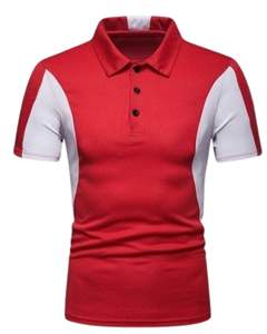 Camiseta Polo Personalizada para Hombre, Panel en Contraste Rojo y Blanco, Manga Corta, Camiseta de Golf, Algodón Transpirable, Ropa Casual, OEM Personalizado - Product Image 1