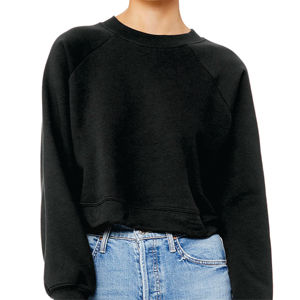 Pull-over court à manches Raglan pour femme, 52% coton peigné et annelé, 48% polaire, gris foncé, Airlume - Product Image 5