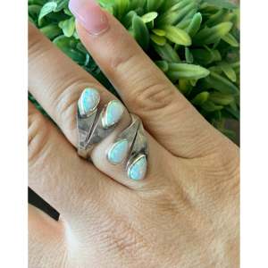 Mark Barney White Opal <b>Sterling</b> <b>Silver</b> <b>Adjustable</b> Fashion <b>Rings</b> - Product Image 2