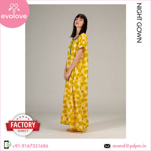 Femmes 100% rayonne tige Ne longue chemise de nuit XL taille personnalisée roses jaunes vêtements de nuit pour usage domestique approvisionnement en gros meilleur prix printemps - Product Image 2