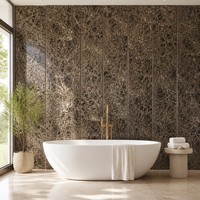Panneau mural en PVC en marbre brun breccia, imperméable, revêtement décoratif intérieur