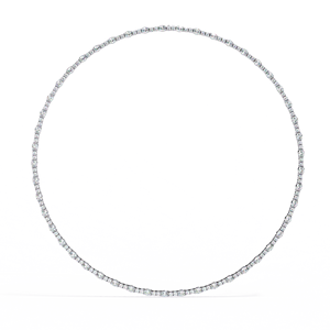 สร้อยคอเทนนิสทำด้วยมือสีขาวทองแบบหรูหราพร้อมเพชรรูปวงรีสำหรับปลูกในห้องปฏิบัติการสำหรับเป็นของขวัญ - Product Image 1