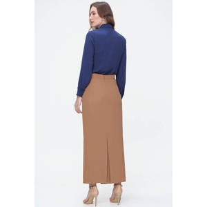 Falda Lápiz de Satén con Bordado de Camello - Falda Corta Formal Suave y Transpirable - Product Image 5