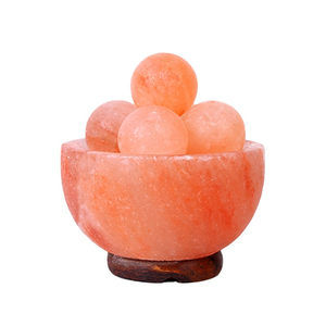 Lampe au sel rose de l'Himalaya poli avec meilleure veilleuse à feu Base en bois Artisanat naturel pour balles de massage - Product Image 5