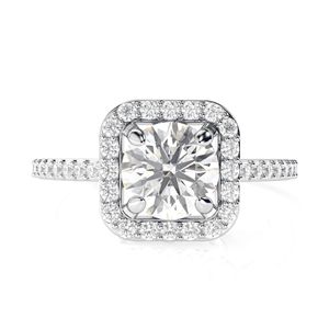 2.00CT Anillo de compromiso de diamante de Halo de corte redondo para mujer - Product Image 3