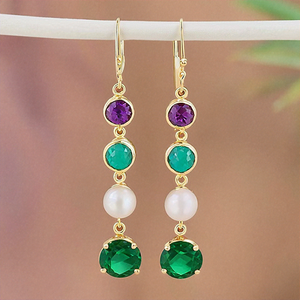 Piedra diseño único flor compromiso boda Día de San Valentín joyería fina pendiente al por mayor pendientes de gota de moda a granel - Product Image 5