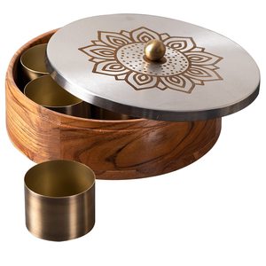 Fabricant direct boîte à épices en bois de Sesham Rectangle cuisine Masala Dabba conteneur pour mariages et autres occasions - Product Image 5