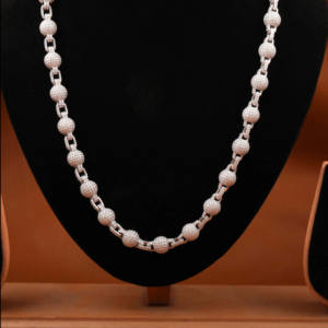 8 Mm 22 Inch Hip-hop Ball Linked Charm Moissanite Chain Collier en argent sterling 925 New Trendy Style Cuban Link Chain to Men - Product Image 4