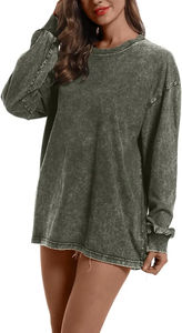 Sudaderas de Cuello Redondo, Corte Cuadrado, Estilo Holgado, 100% Algodón, Lavado Ácido, de Alta Calidad, con Logotipo Personalizado - Product Image 5