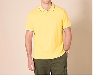 Camiseta de polo de golf de tarifas al por mayor de fábrica OEM personalizada de alta calidad con bonito diseño y camisetas de golf de polo de hombre de color amarillo de tela - Product Image 5