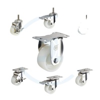 Roulettes en polypropylène robustes de 4, 5 et 6 pouces, type plaque/filetage, haute capacité de charge 300 kg, double roulement pivotant, garantie 12 mois