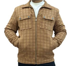 เสื้อแจ็กเก็ตผู้ชายวินเทจผ้าหนังนิ่มสีส้มสนิมเสื้อโค้ทอบอุ่นหนามีซิปแฟชั่นกลางแจ้งโลโก้ตามสั่ง - Product Image 3