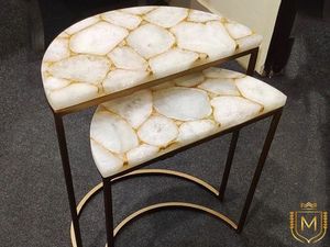 Modern Luxurious Quartz White Coffee <b>Table</b> with Brass Stand Pattern <b>Marble</b> Furniture for Living Room Home Bedroom School - Product Image 2