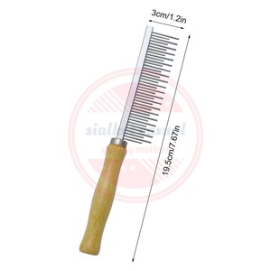 Wooden Handle Grooming Comb for Dogs Cats Pet\Customized Pet Grooming Combs with Stainless Steel Long and Short Teeth - Product Image 2