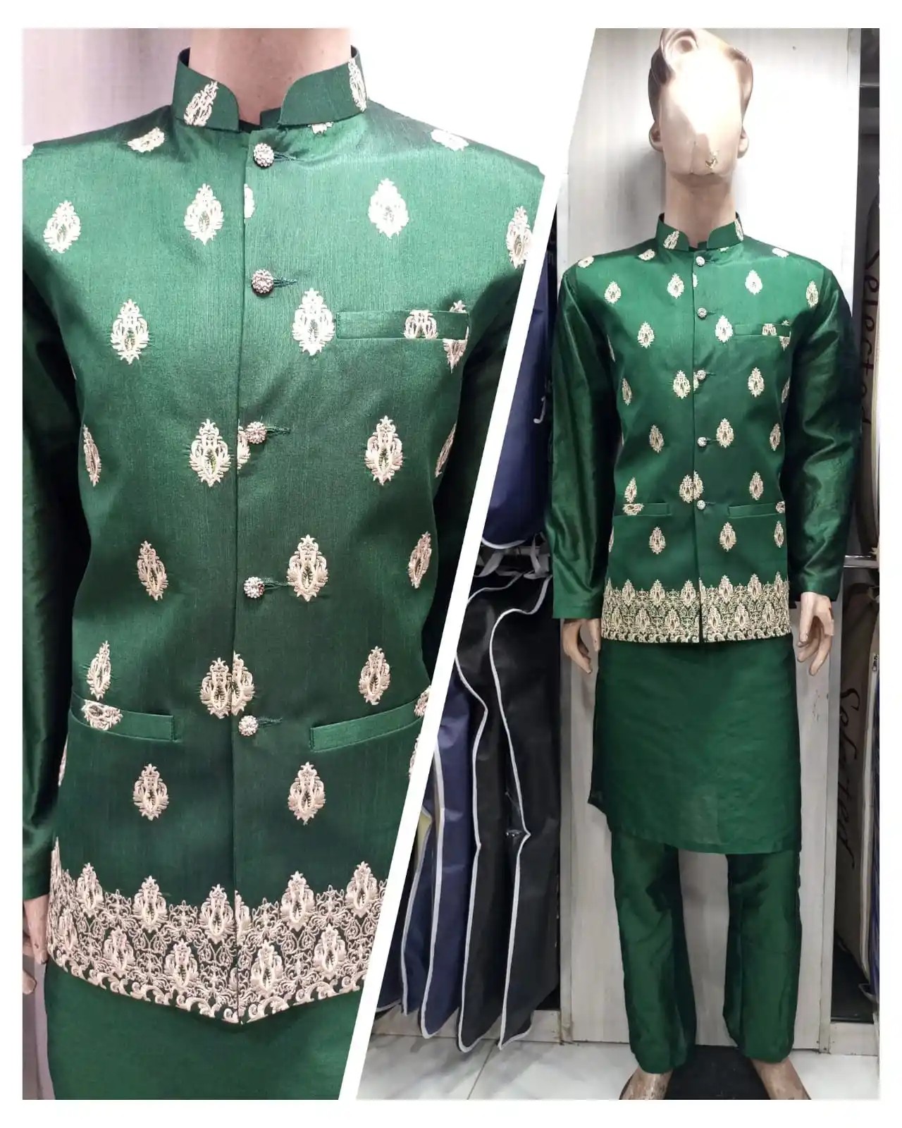 현대 패션 디자이너 파키스탄 인도 남성 Kurta 잠옷 Khoosa Kullah 신랑 세트 사용할 준비가 도매 가격에 착용