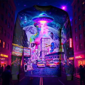 Edm Trippy Street Ufo Dance <b>Rave</b> Music Festival Long Sleeve <b>T</b> <b>Shirt</b> - Product Image 3