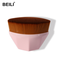 Pinceau Kabuki plat pour fond de teint, manche en bois, fibres synthétiques douces, pour fond de teint liquide, correcteur, crème, beauté