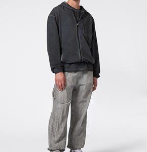 Cardigan pour homme sur mesure avec poche kangourou en spandex/polyester, coupe classique, sweat à capuche vintage à fermeture éclair intégrale avec logo de la marque, hiver - Product Image 2