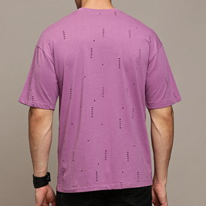 Camisetas de algodón unisex para hombre, camisetas desgastadas con estampado ligero e informal de manga corta, camisetas desgastadas al por mayor - Product Image 6