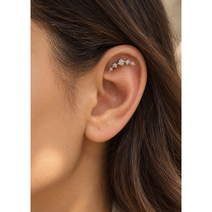 Curve <b>Climber</b> Stud <b>Earrings</b> Titanium Zircon Jewelry - Product Image 2