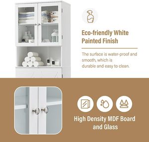 THLC - 0070 Gabinete de almacenamiento de baño blanco personalizado italiano con puertas de vidrio para hogares y oficinas Ahorro de espacio - Product Image 6