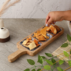 Plateaux à dessert et à nourriture en bois de qualité supérieure Forme personnalisée Grande taille avec Meena Work Idéal pour les repas élégants - Product Image 4